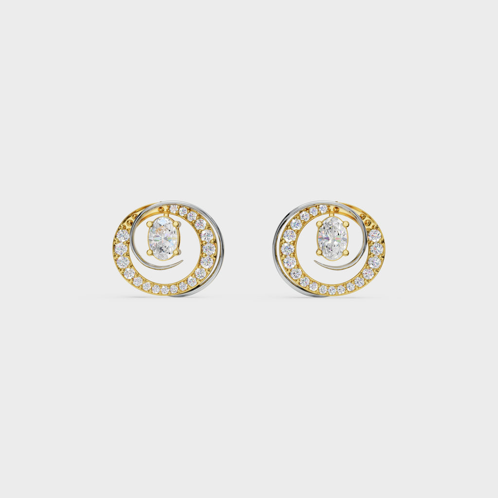 2 in One Oval cut stud & Earrings