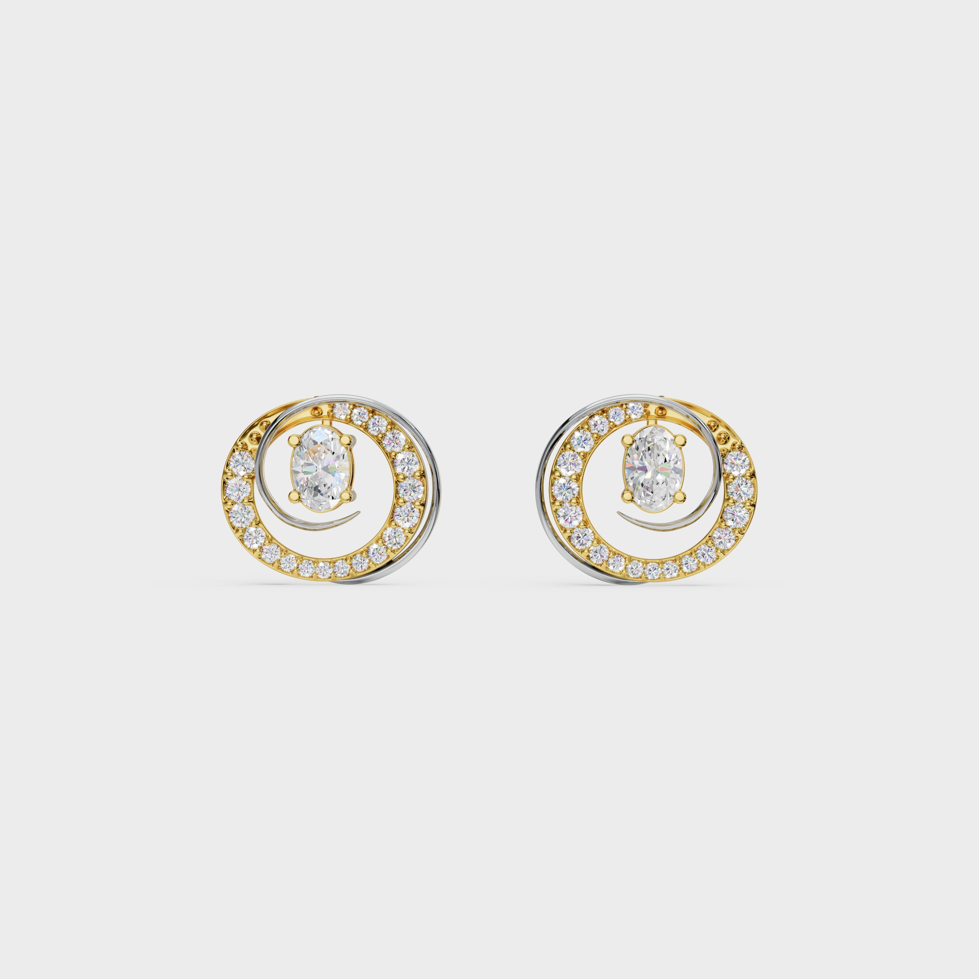 2 in One Oval cut stud & Earrings