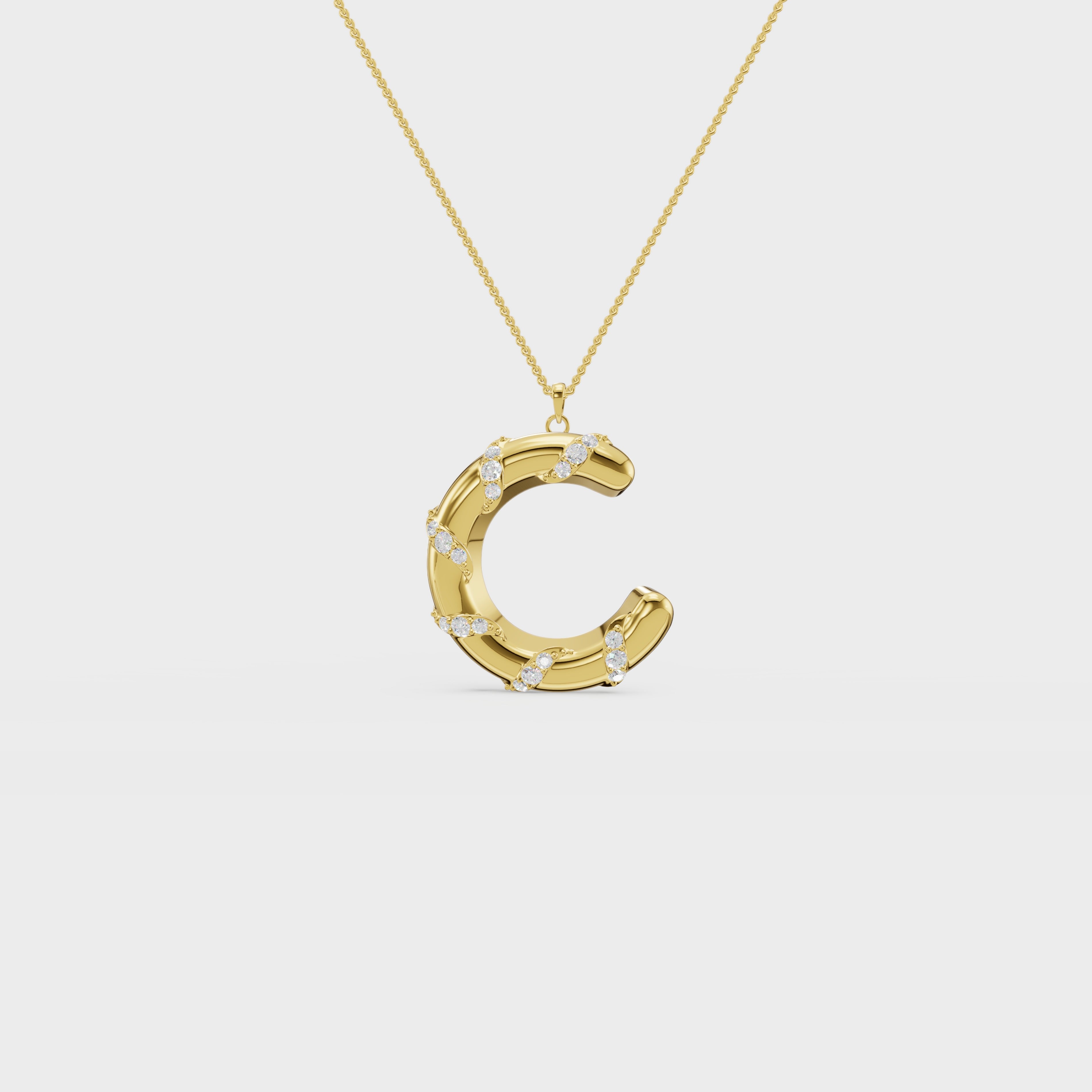 Monogram C diamond swirl pendant