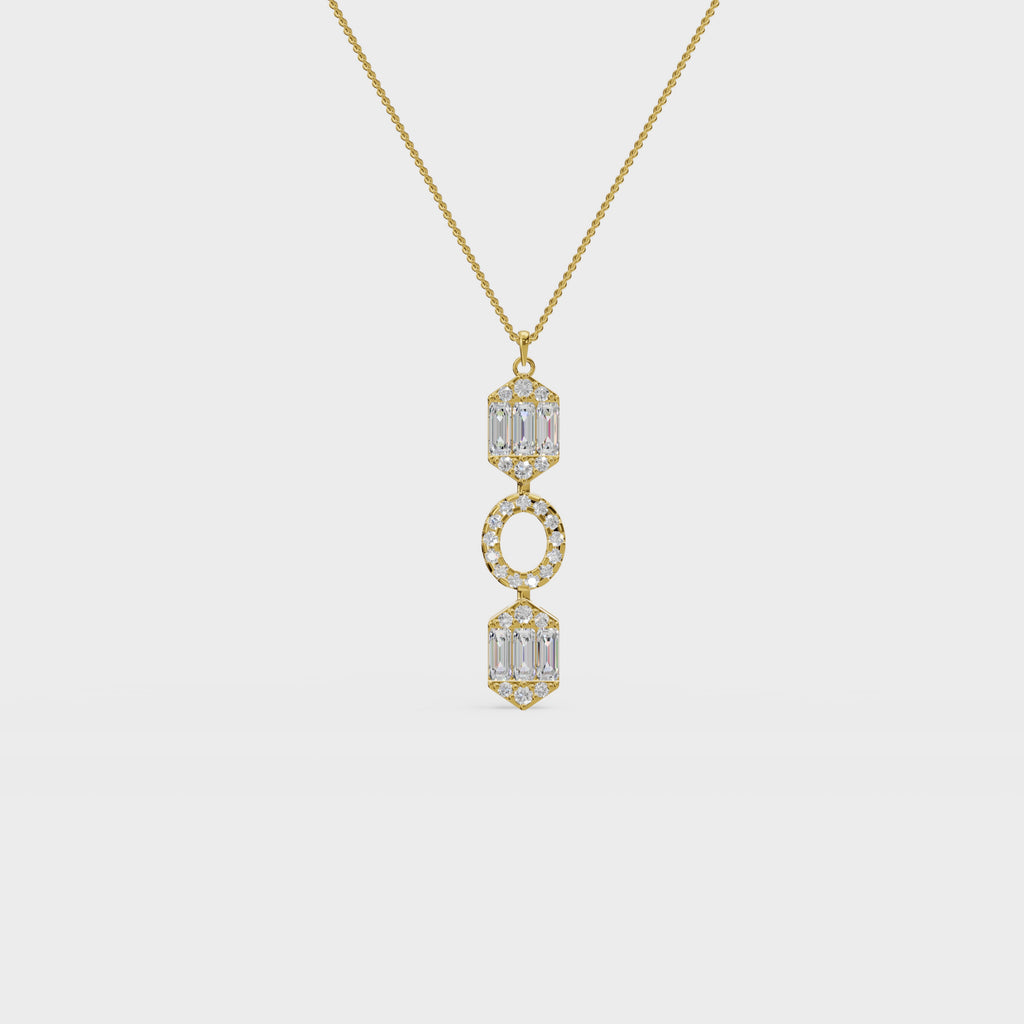 Art Deco Baguette and Round Diamond Pendant