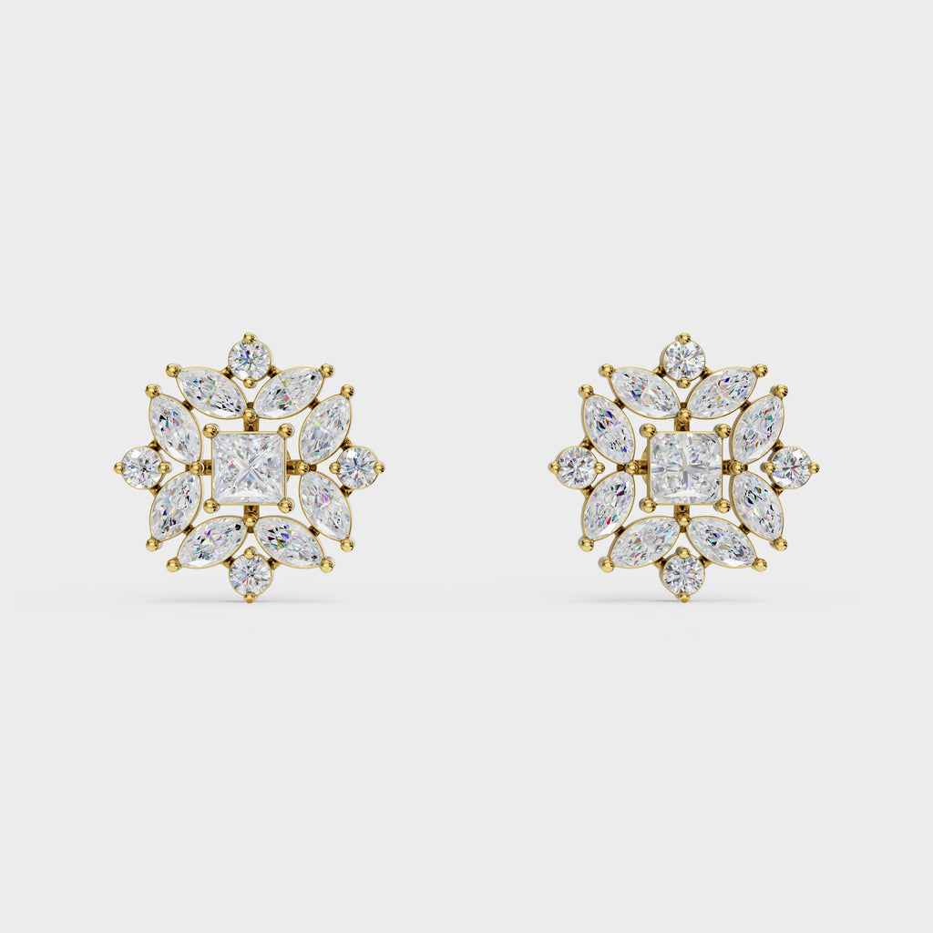 Floral Diamond Stud Earrings