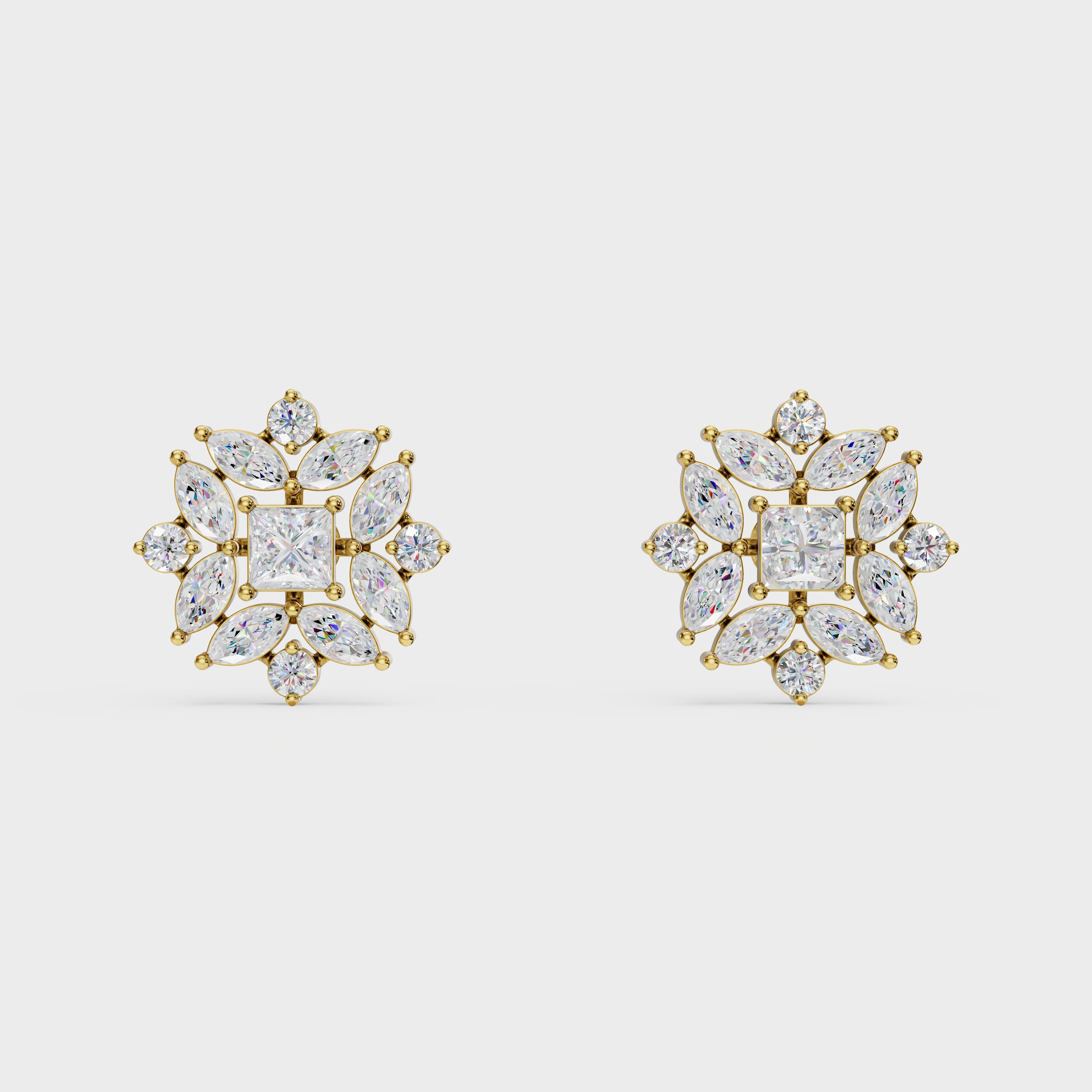 Floral Diamond Stud Earrings