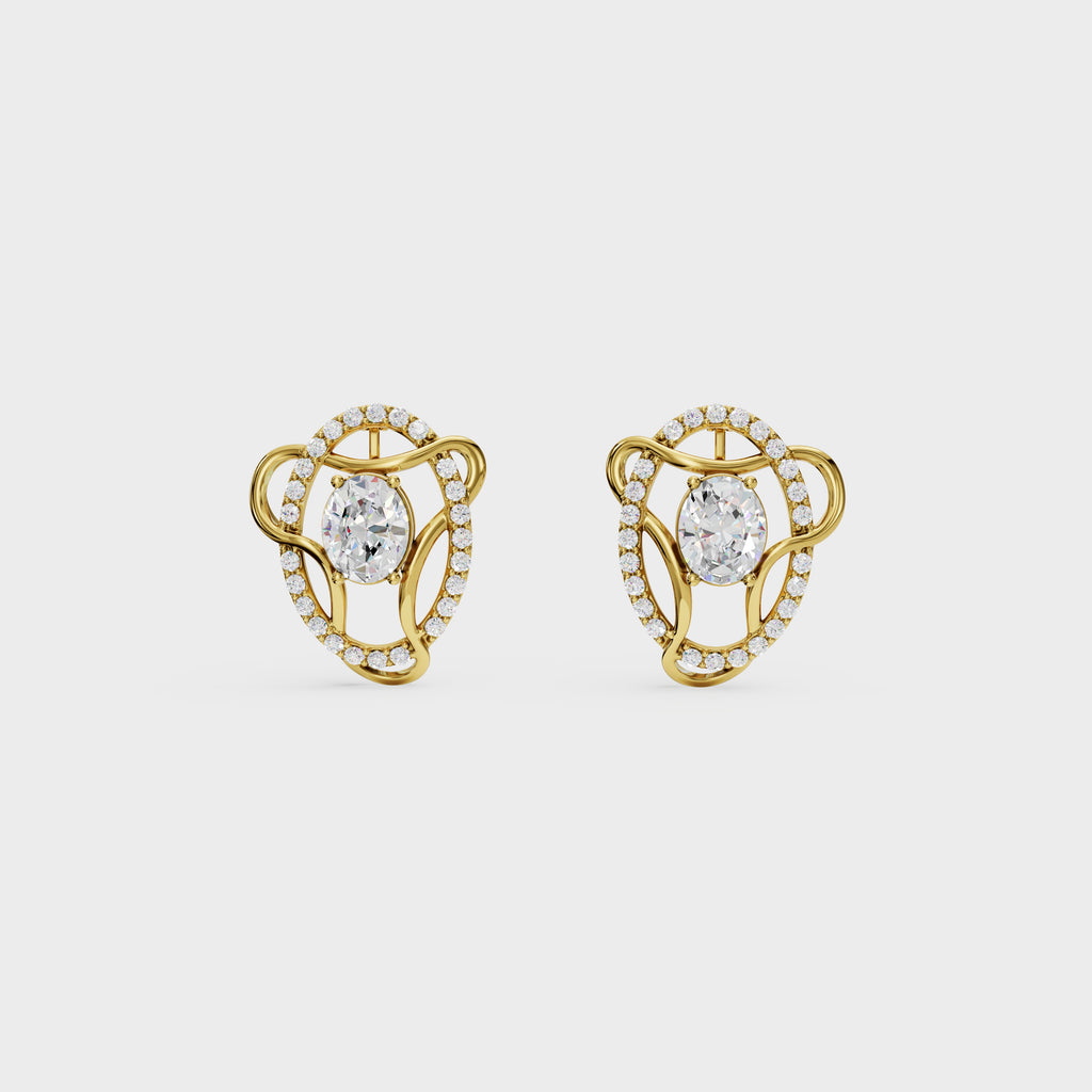 Diamond Swirl Halo Earrings