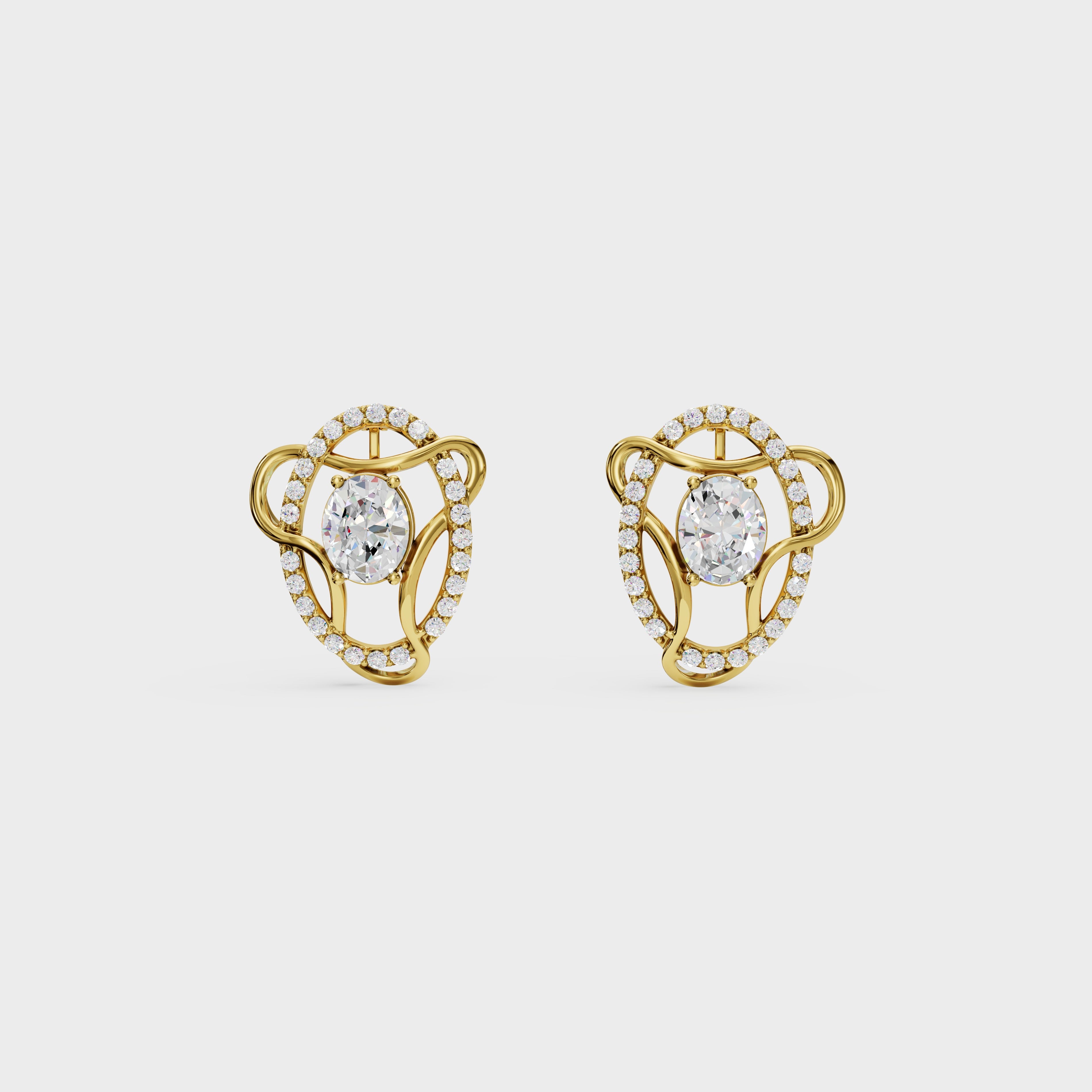 Diamond Swirl Halo Earrings