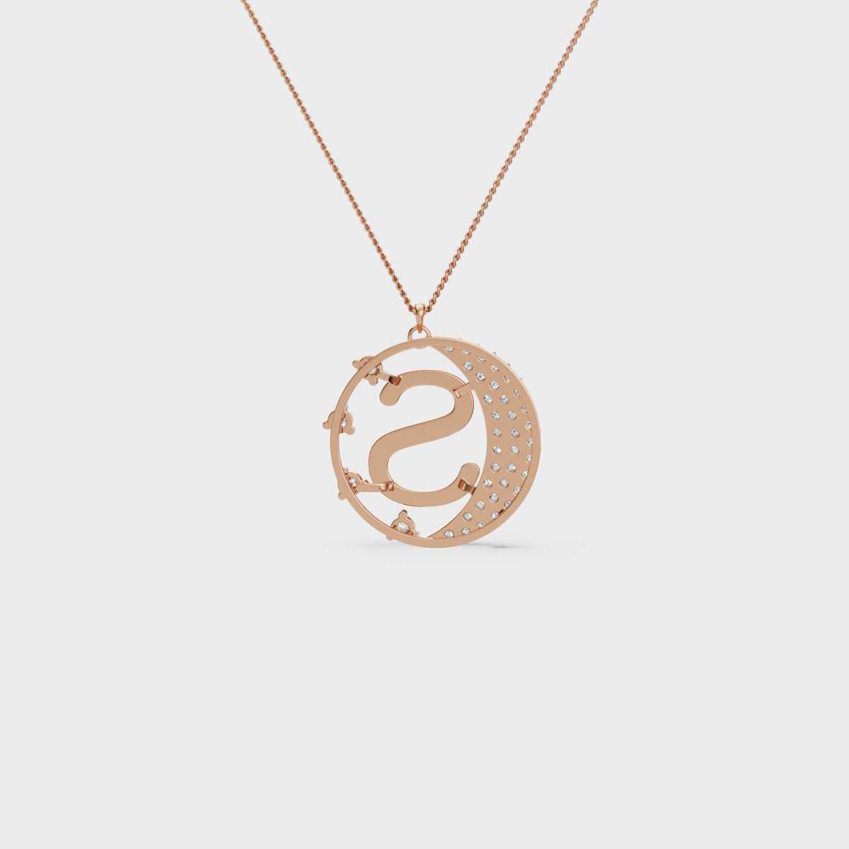 Crescent S initial Pendant