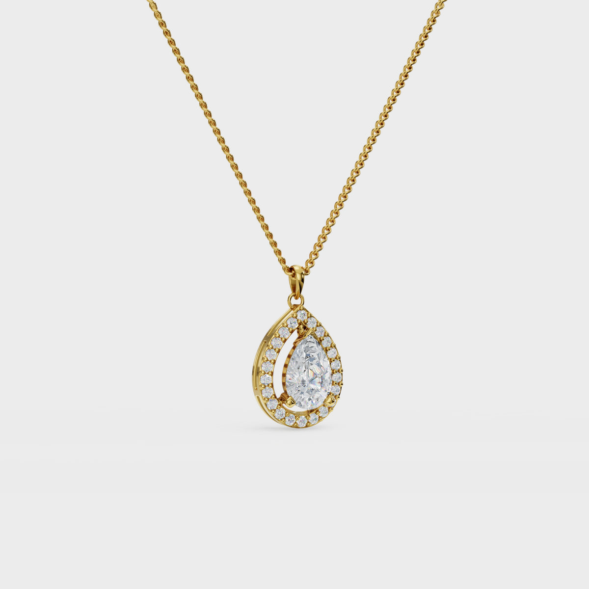 Luminous 1ct Pear Cut Halo diamond pendant