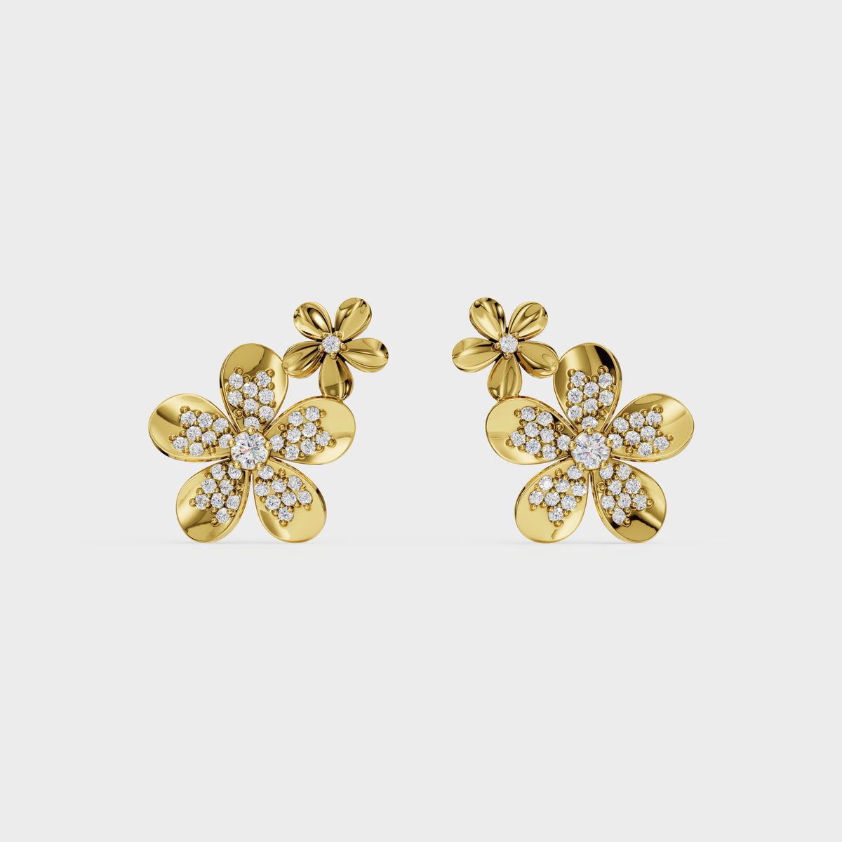 Two-Tier Flower Stud Earrings