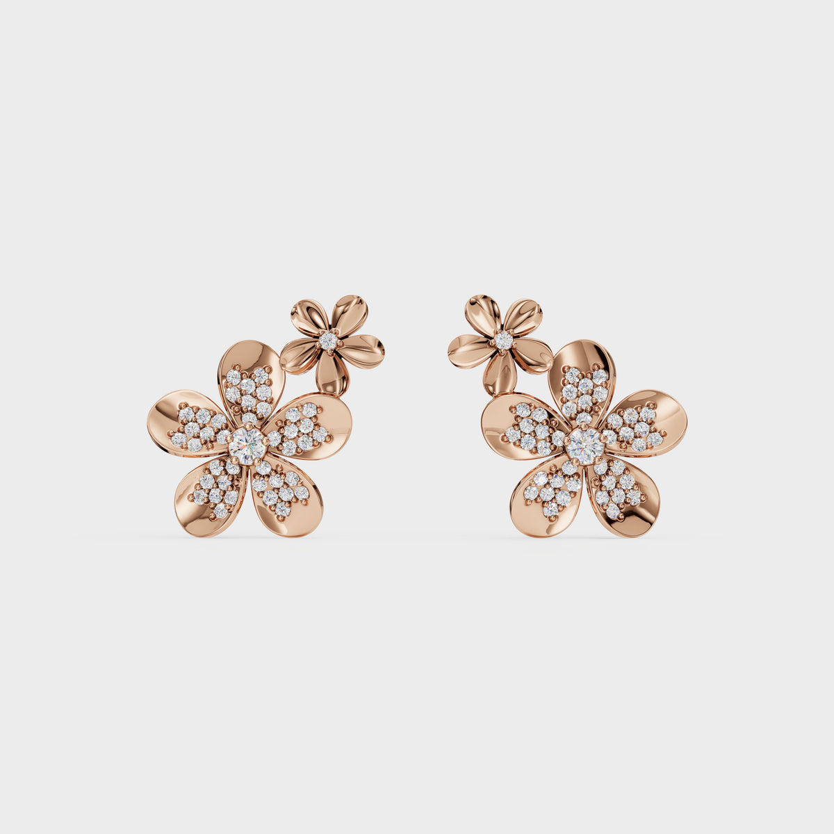 Two-Tier Flower Stud Earrings