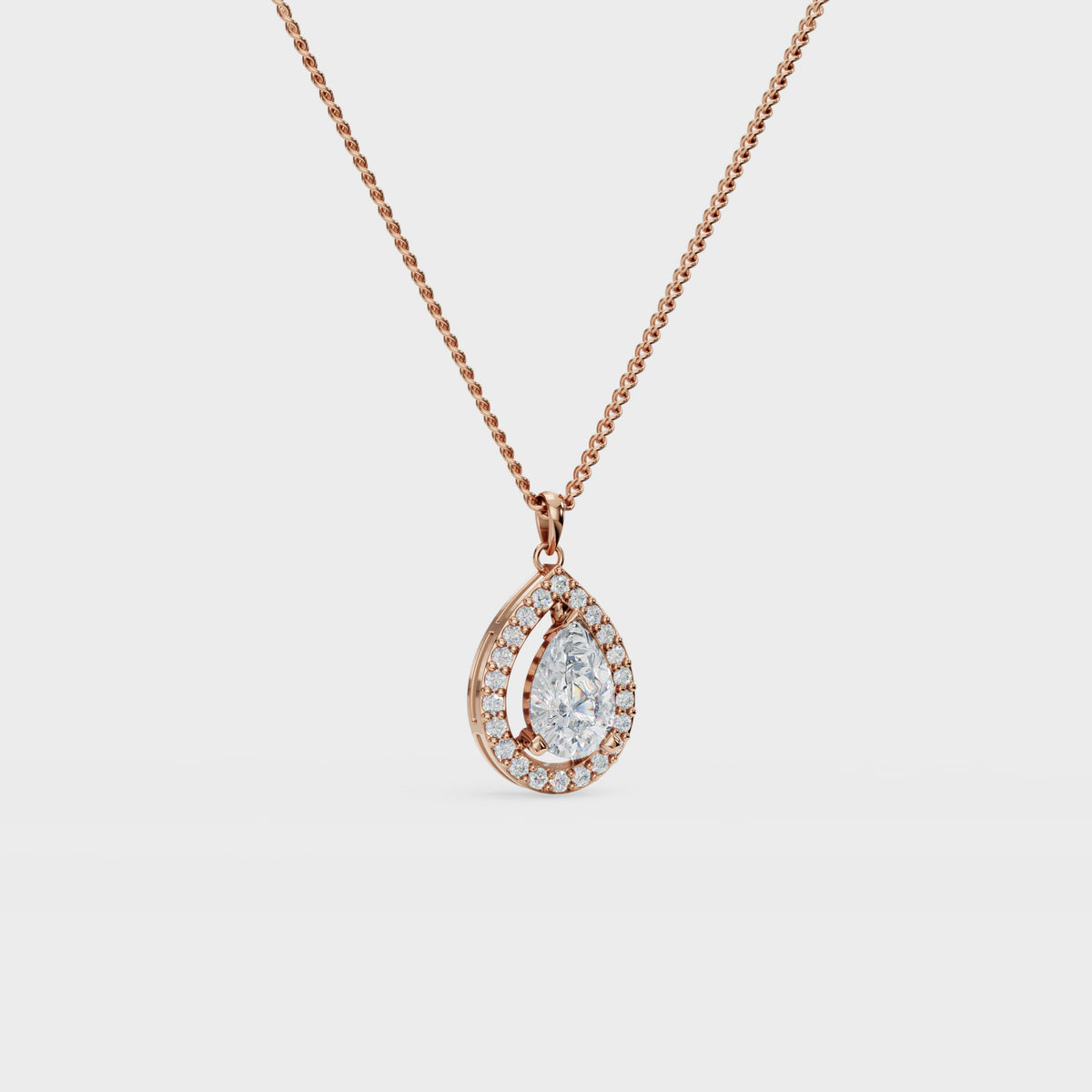 Luminous 1ct Pear Cut Halo diamond pendant