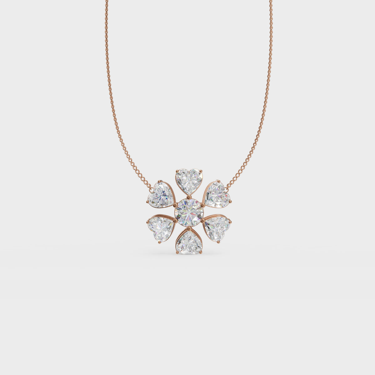 Heart blossom cluster pendant
