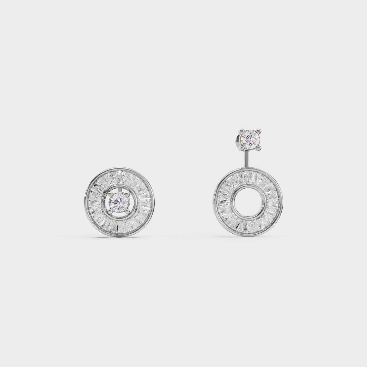 Radial Baguette Diamond Studs Earrings