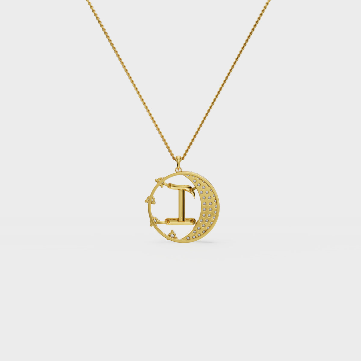 Crescent I Intial Pendant