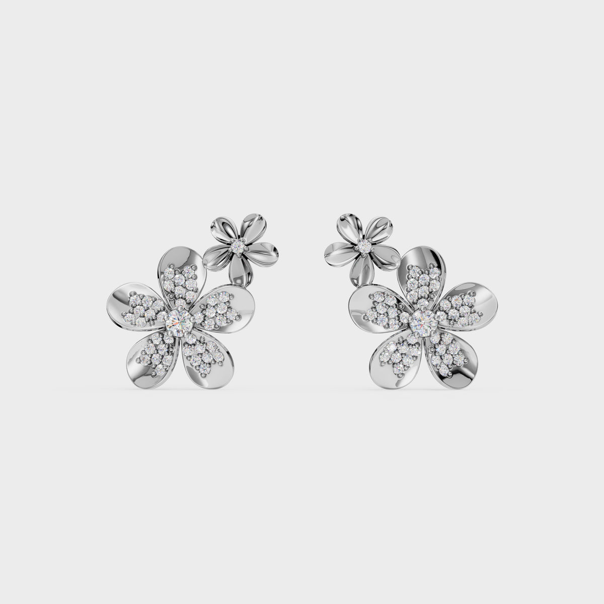 Two-Tier Flower Stud Earrings