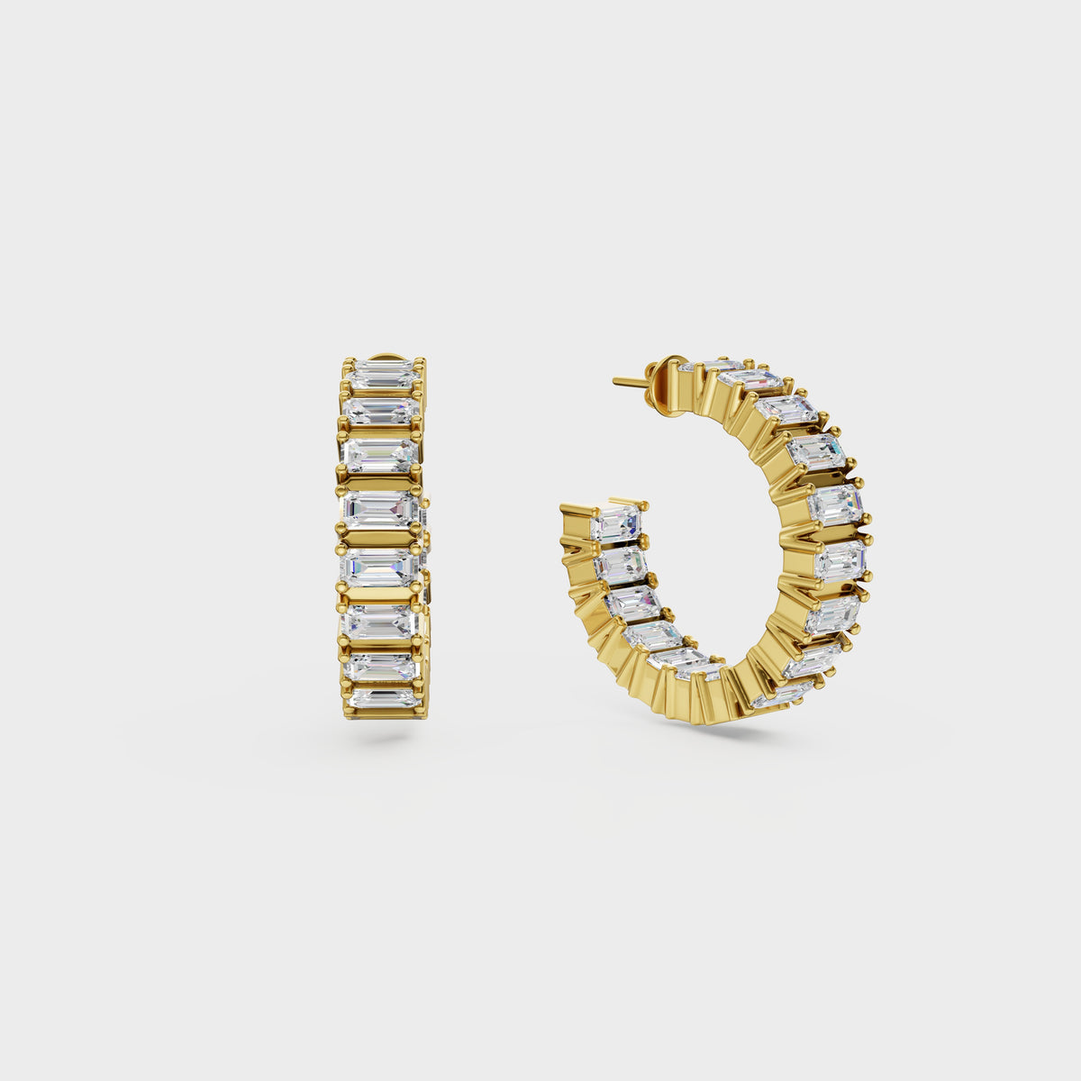 Asymmetrical Radiance Diamond Hoops Earrings