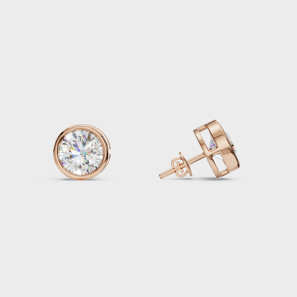 Bezel Round Stud Earrings