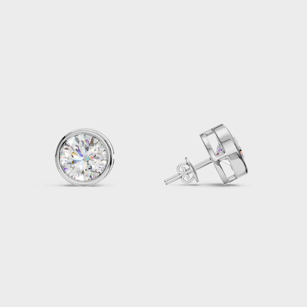 Bezel Round Stud Earrings