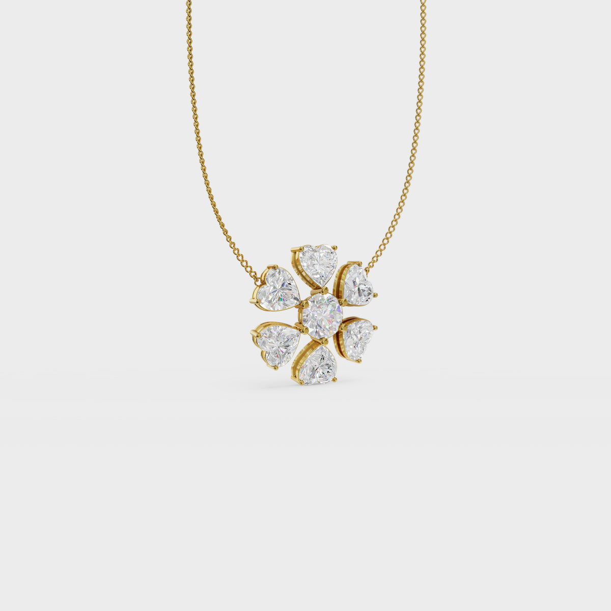 Heart blossom cluster pendant