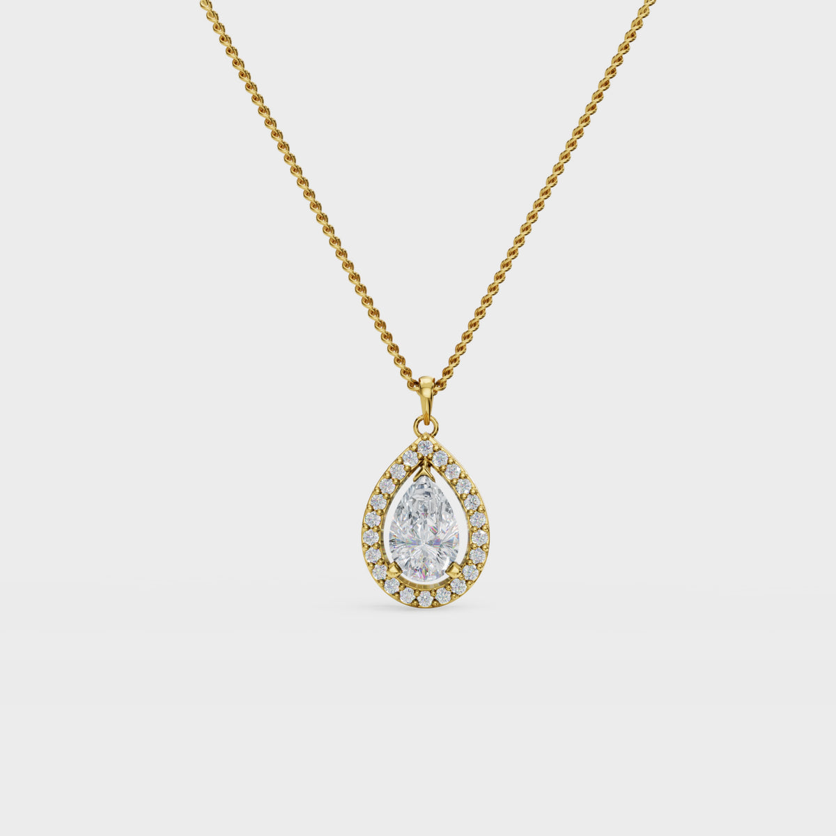 Luminous 1ct Pear Cut Halo diamond pendant