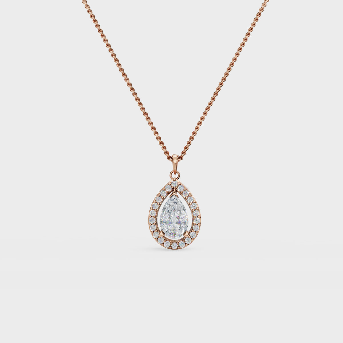 Luminous 1ct Pear Cut Halo diamond pendant