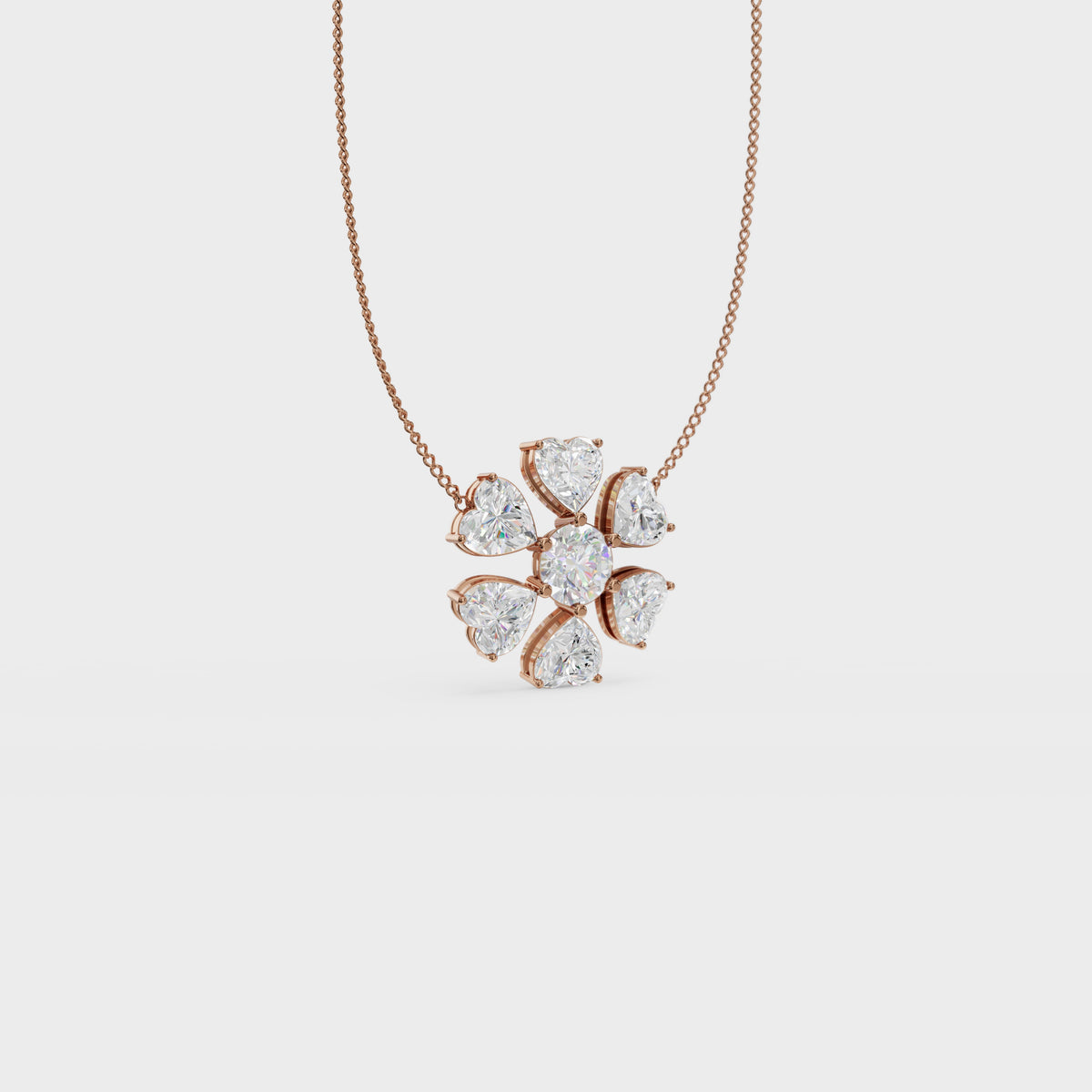 Heart blossom cluster pendant