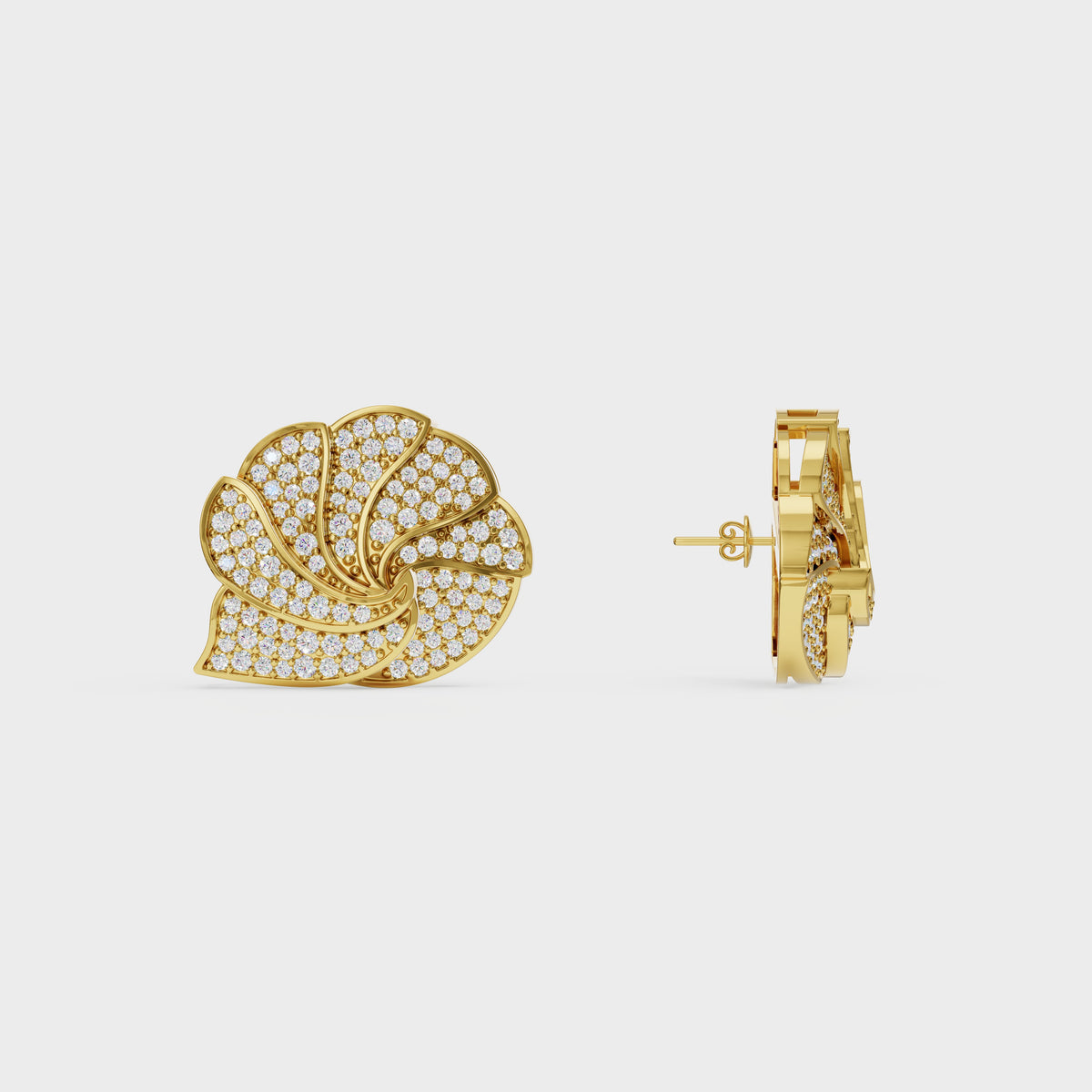 Shell inspired Diamond Ear Tops