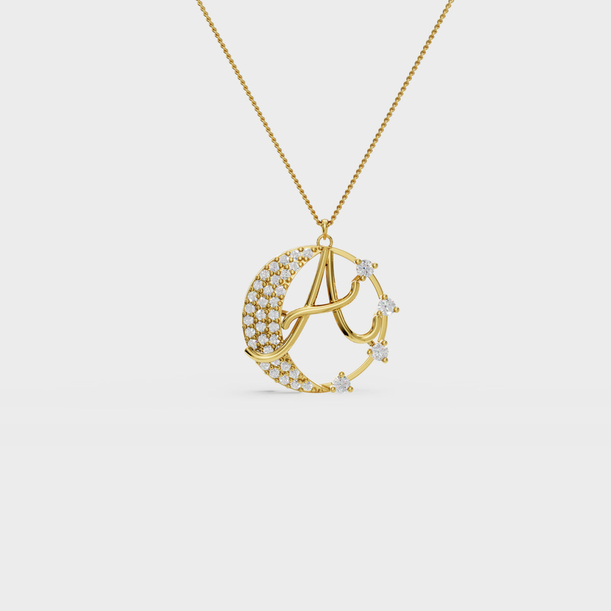 Crescent A Intial Pendant