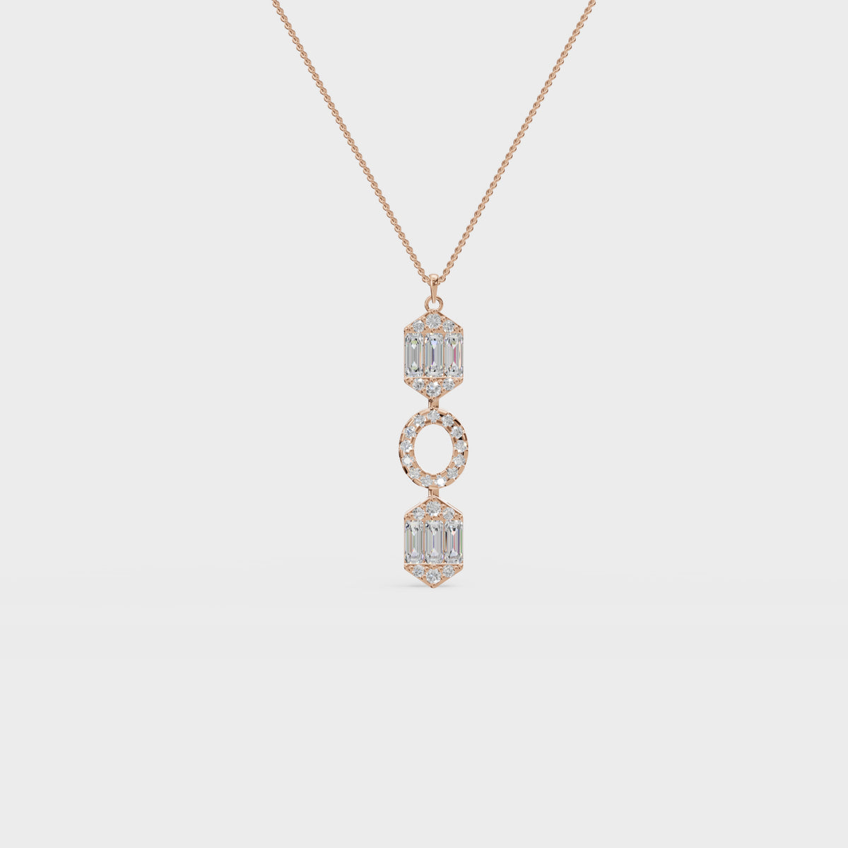 Art Deco Baguette and Round Diamond Pendant