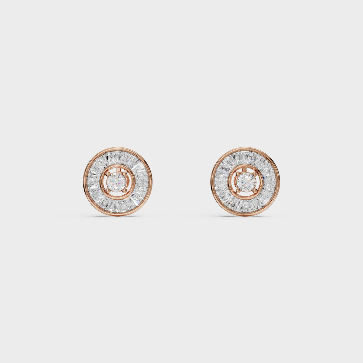 Radial Baguette Diamond Studs Earrings
