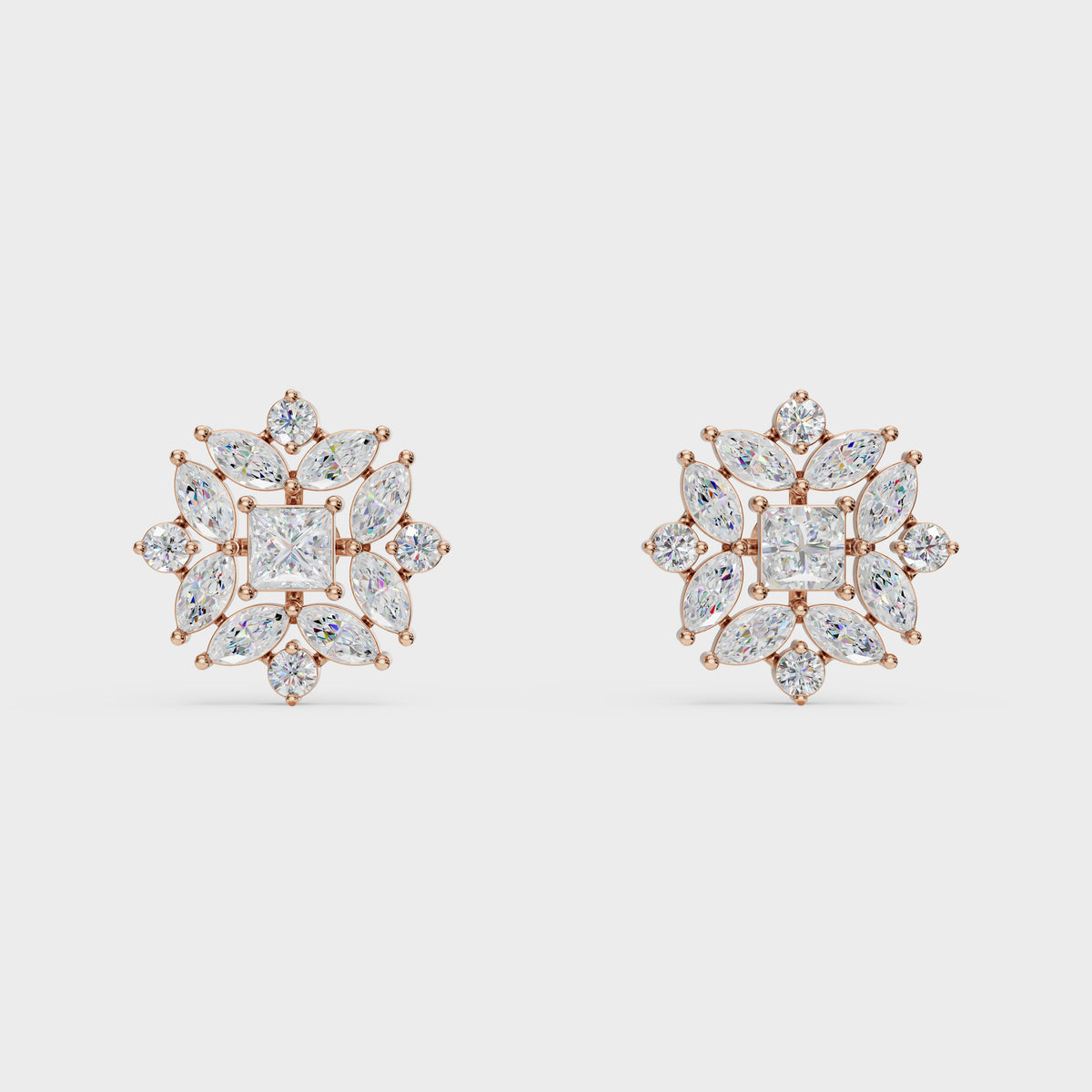 Floral Diamond Stud Earrings