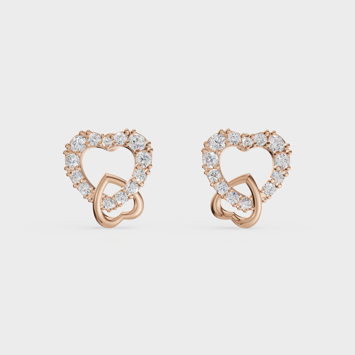Halo Heart Dainty Diamond Studs