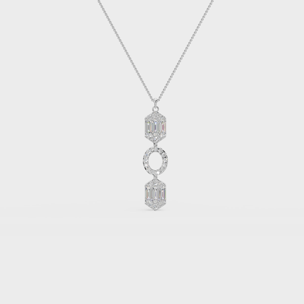 Art Deco Baguette and Round Diamond Pendant