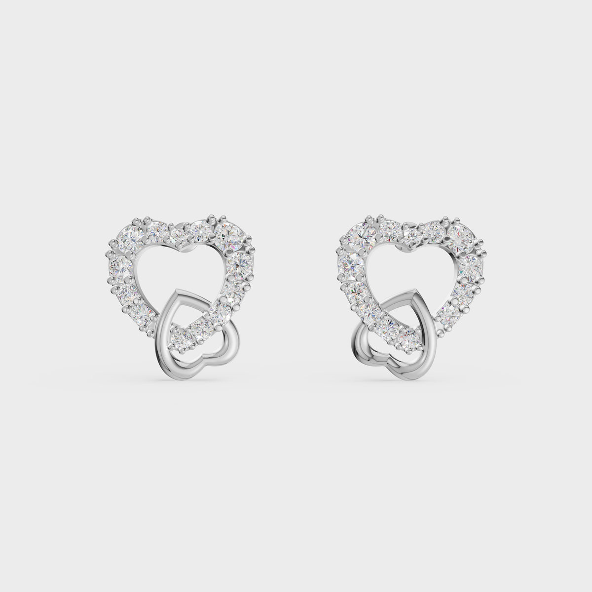 Halo Heart Dainty Diamond Studs