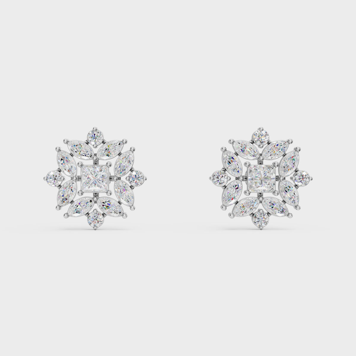 Floral Diamond Stud Earrings