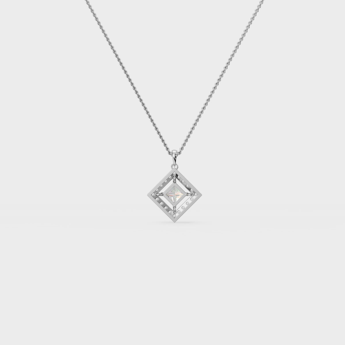 Square Halo princess diamond Pendant