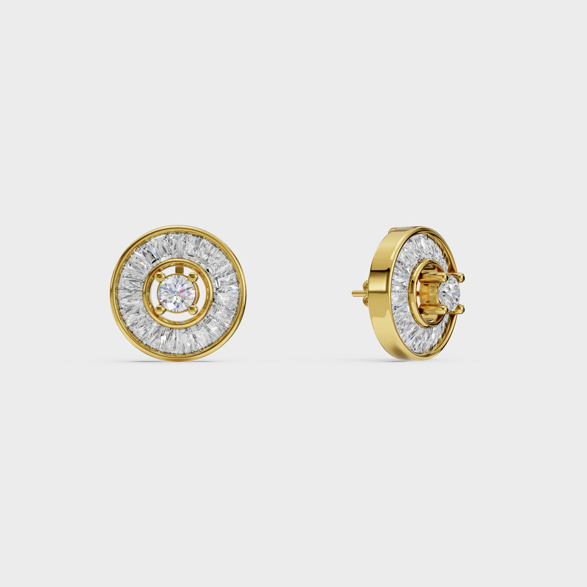 Radial Baguette Diamond Studs Earrings