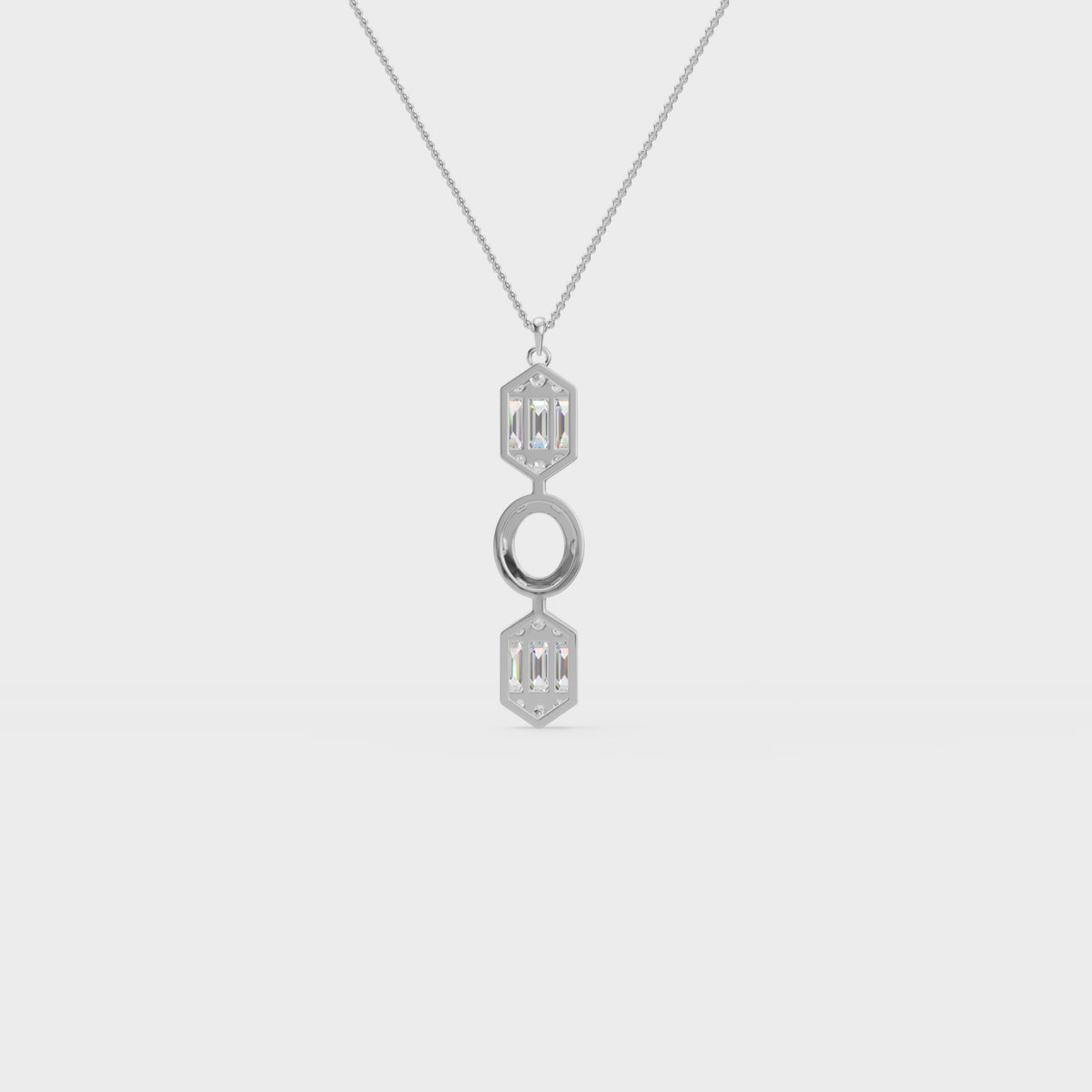 Art Deco Baguette and Round Diamond Pendant