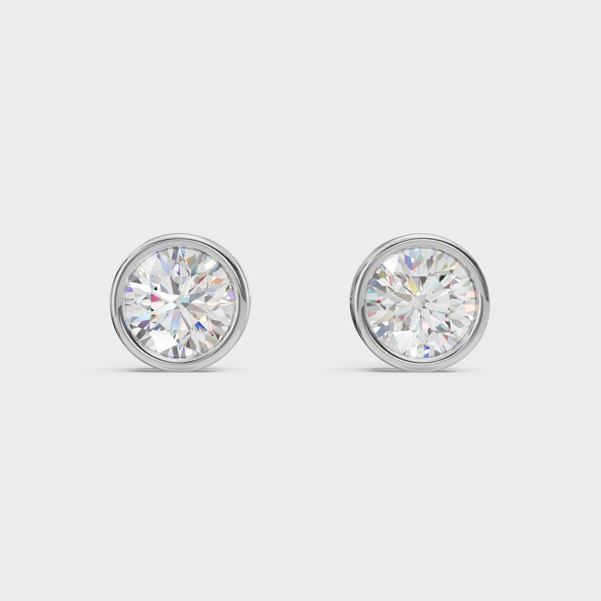 Bezel Round Stud Earrings