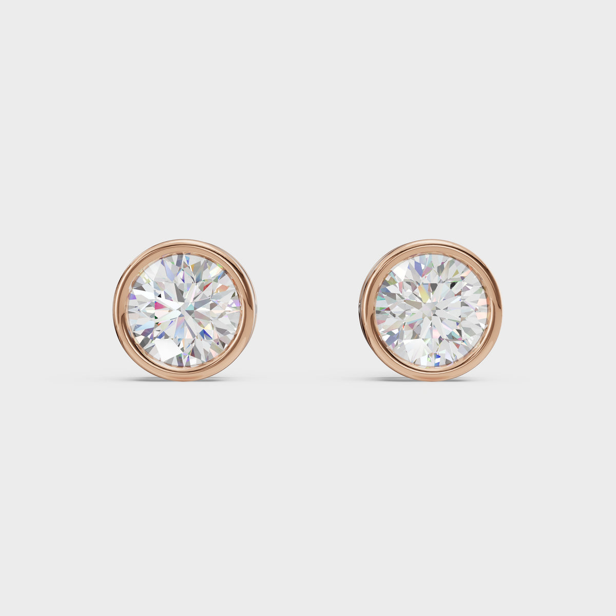 Bezel Round Stud Earrings