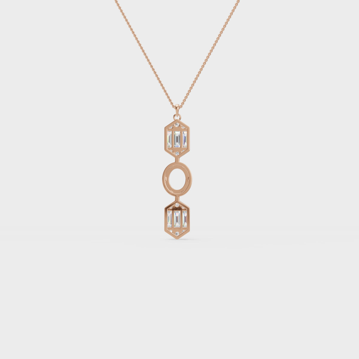 Art Deco Baguette and Round Diamond Pendant