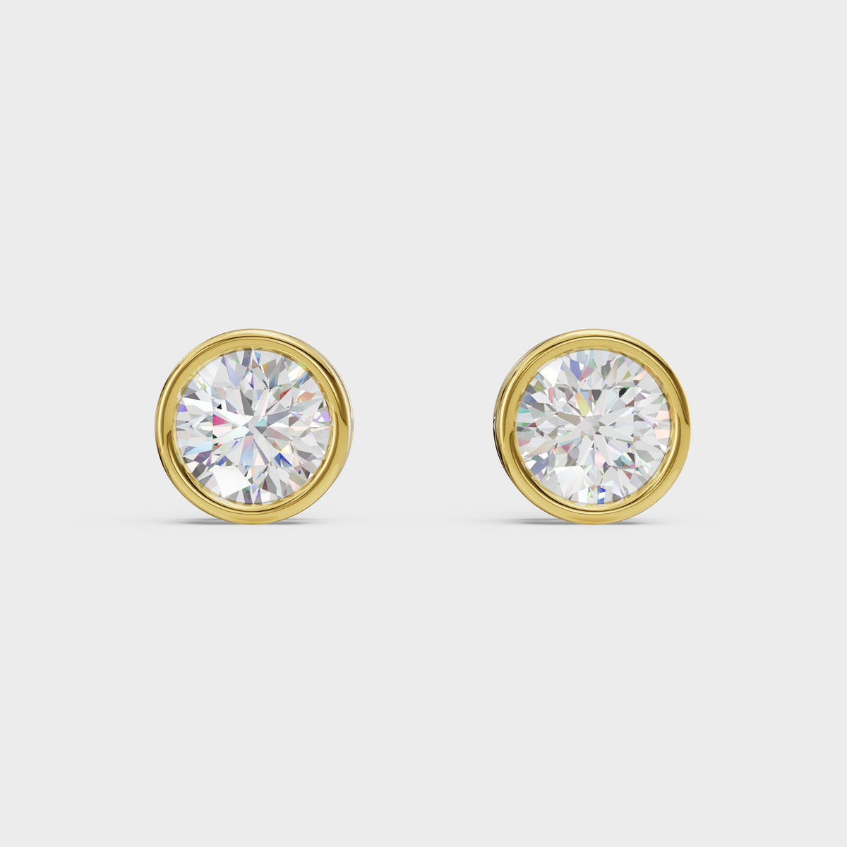 Bezel Round Stud Earrings