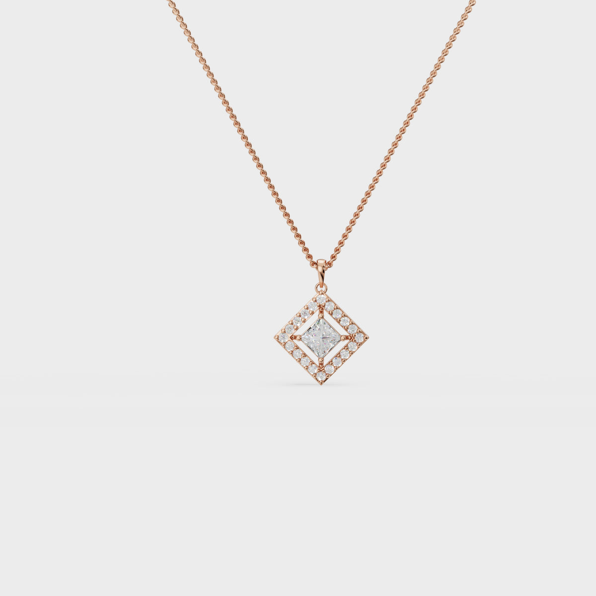 Square Halo princess diamond Pendant
