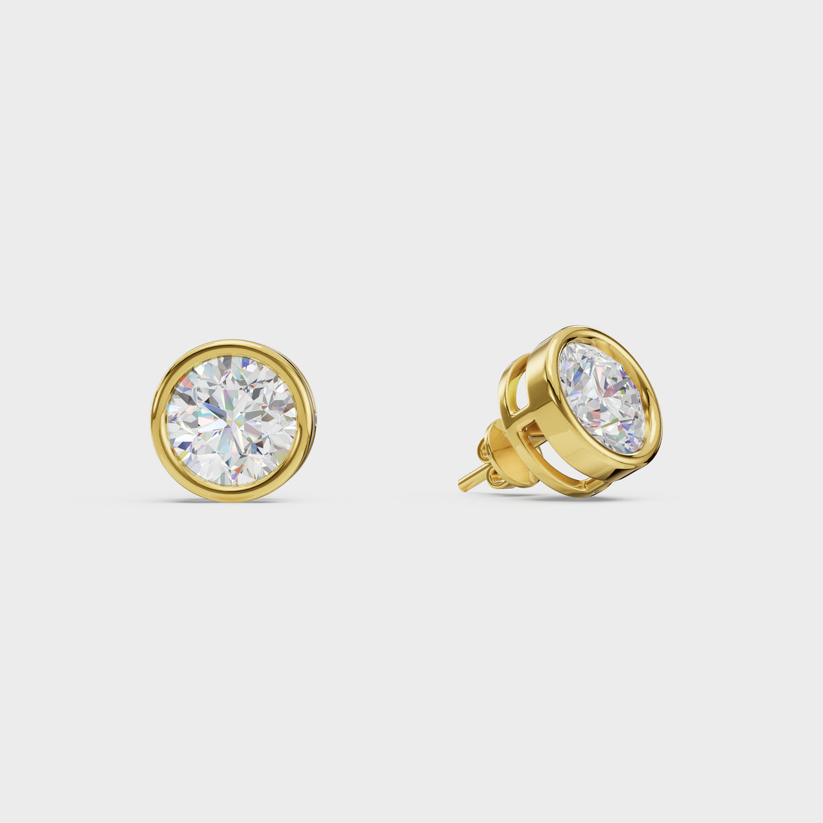 Bezel Round Stud Earrings