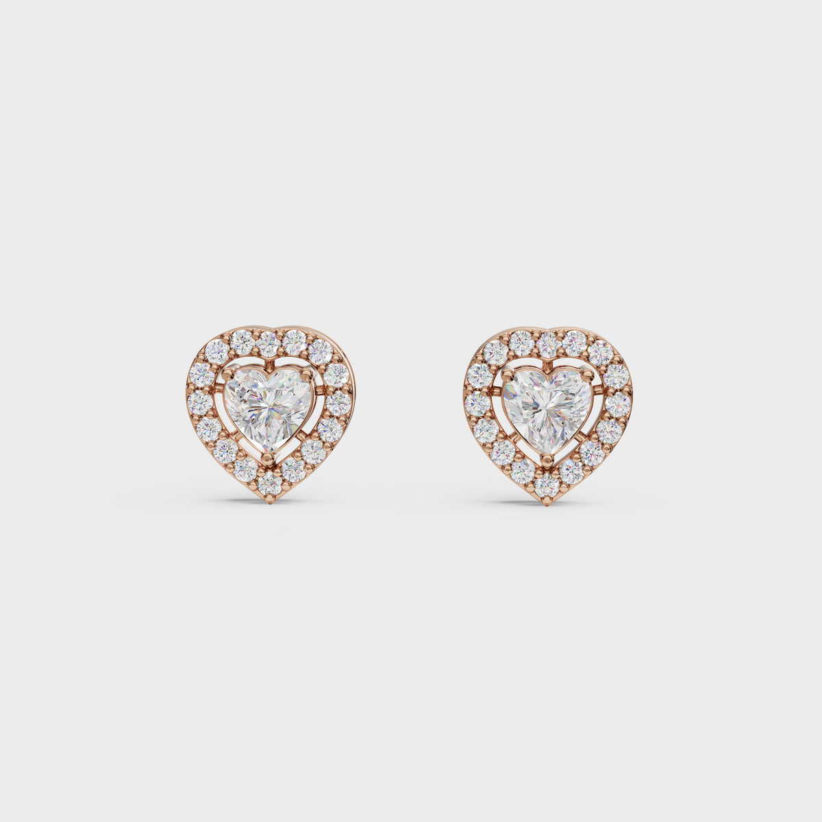 Heart Cut Halo Stud Earrings