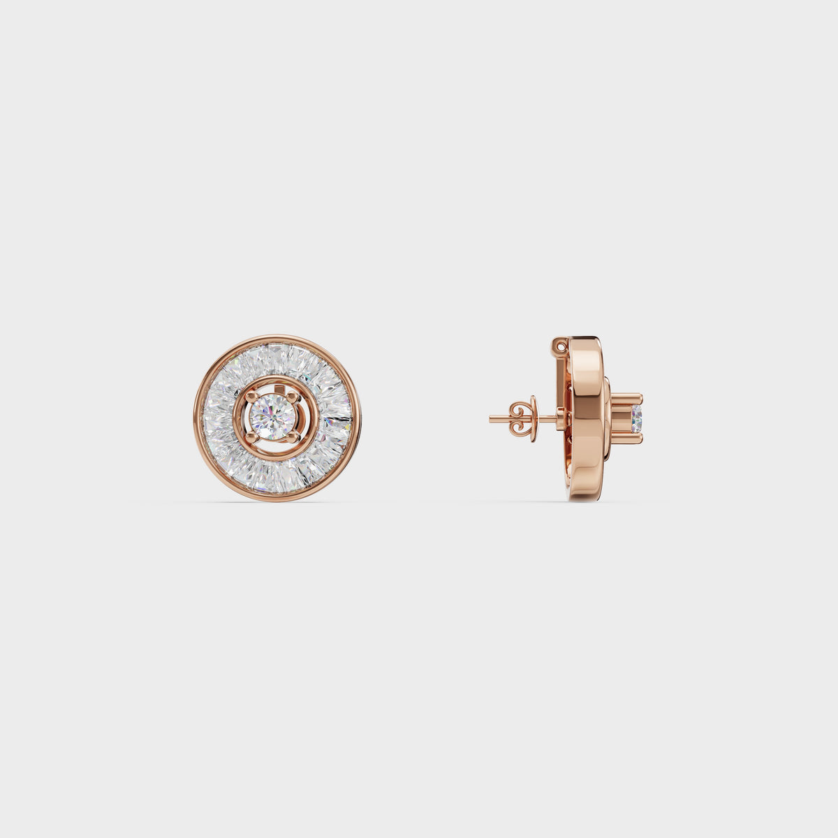 Radial Baguette Diamond Studs Earrings
