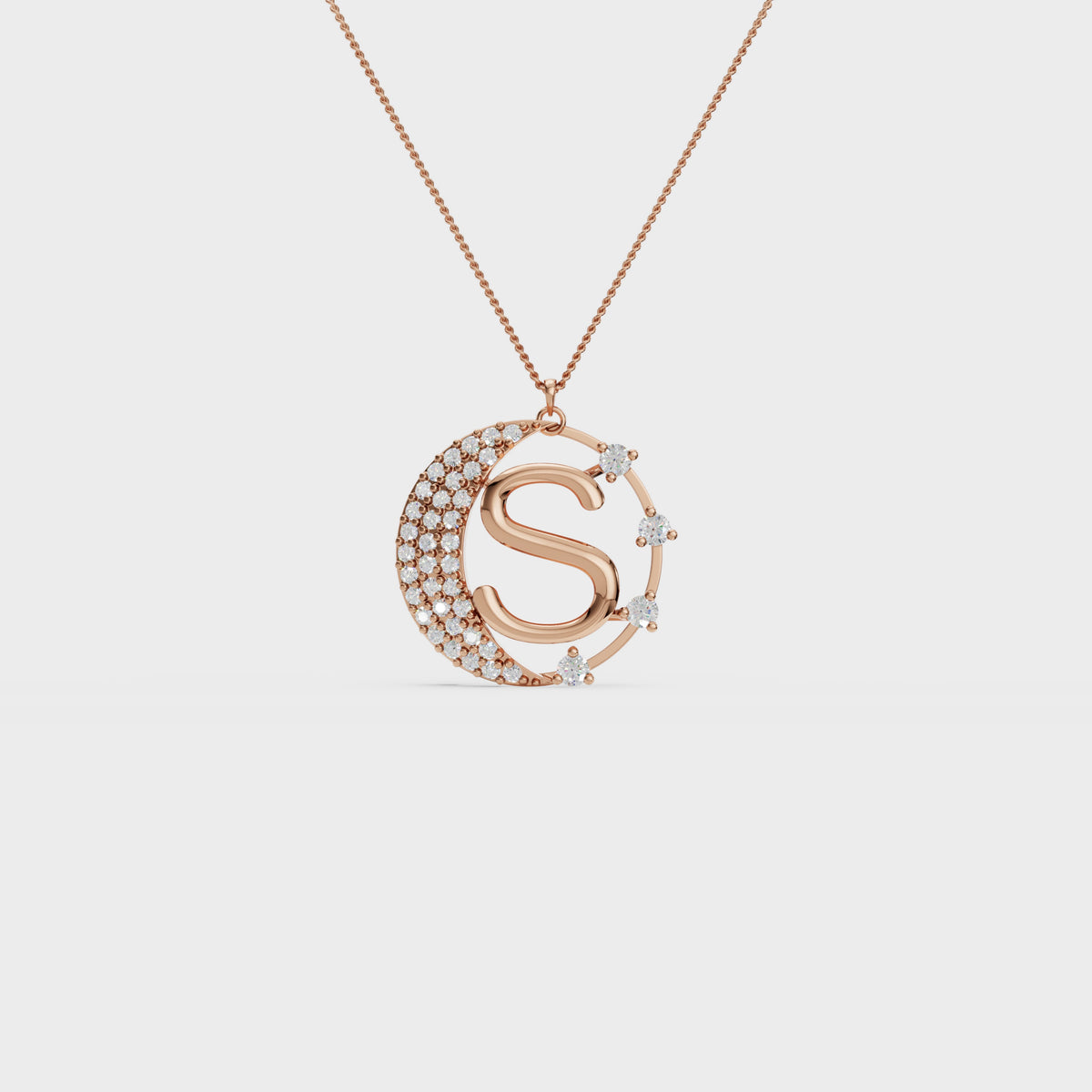Crescent S initial Pendant
