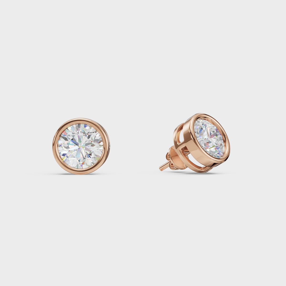 Bezel Round Stud Earrings