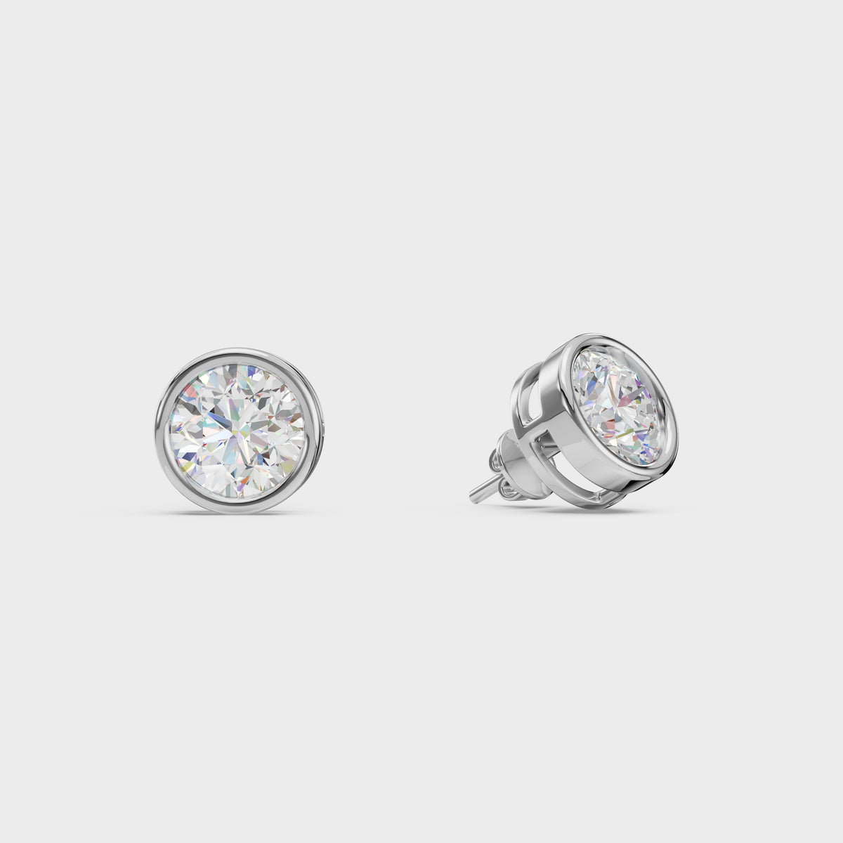 Bezel Round Stud Earrings