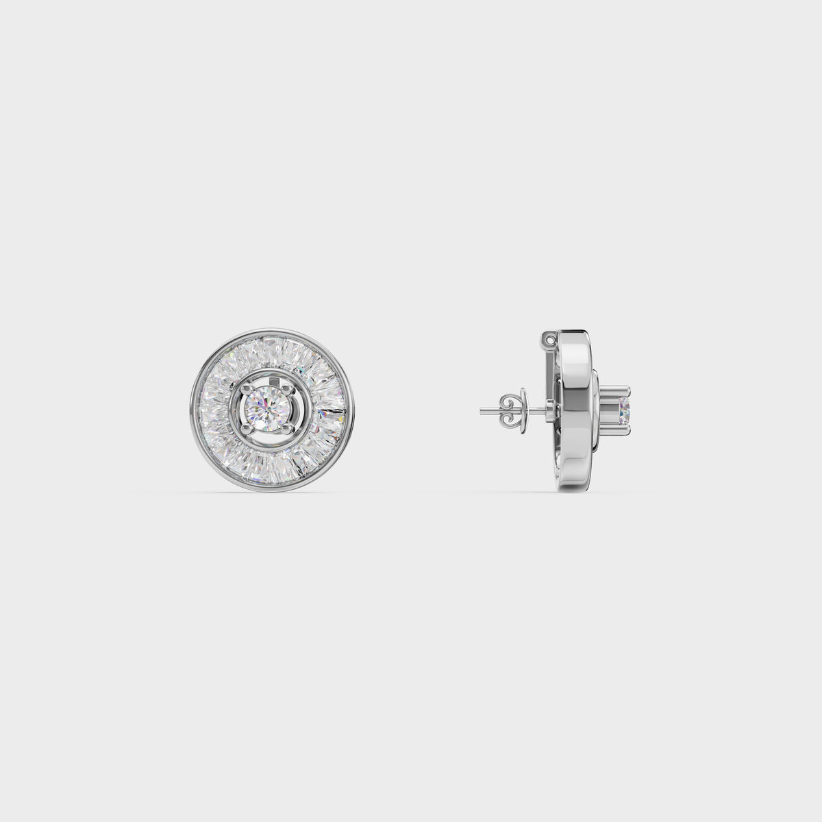 Radial Baguette Diamond Studs Earrings