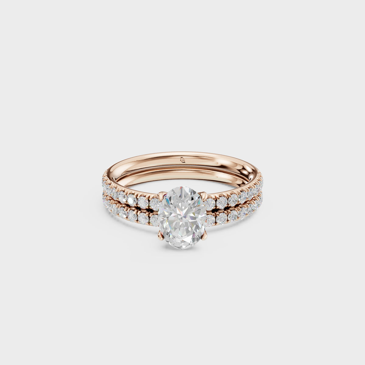 0.80ct Oval Cut Diamond Solitaire with Pave Wedding Band