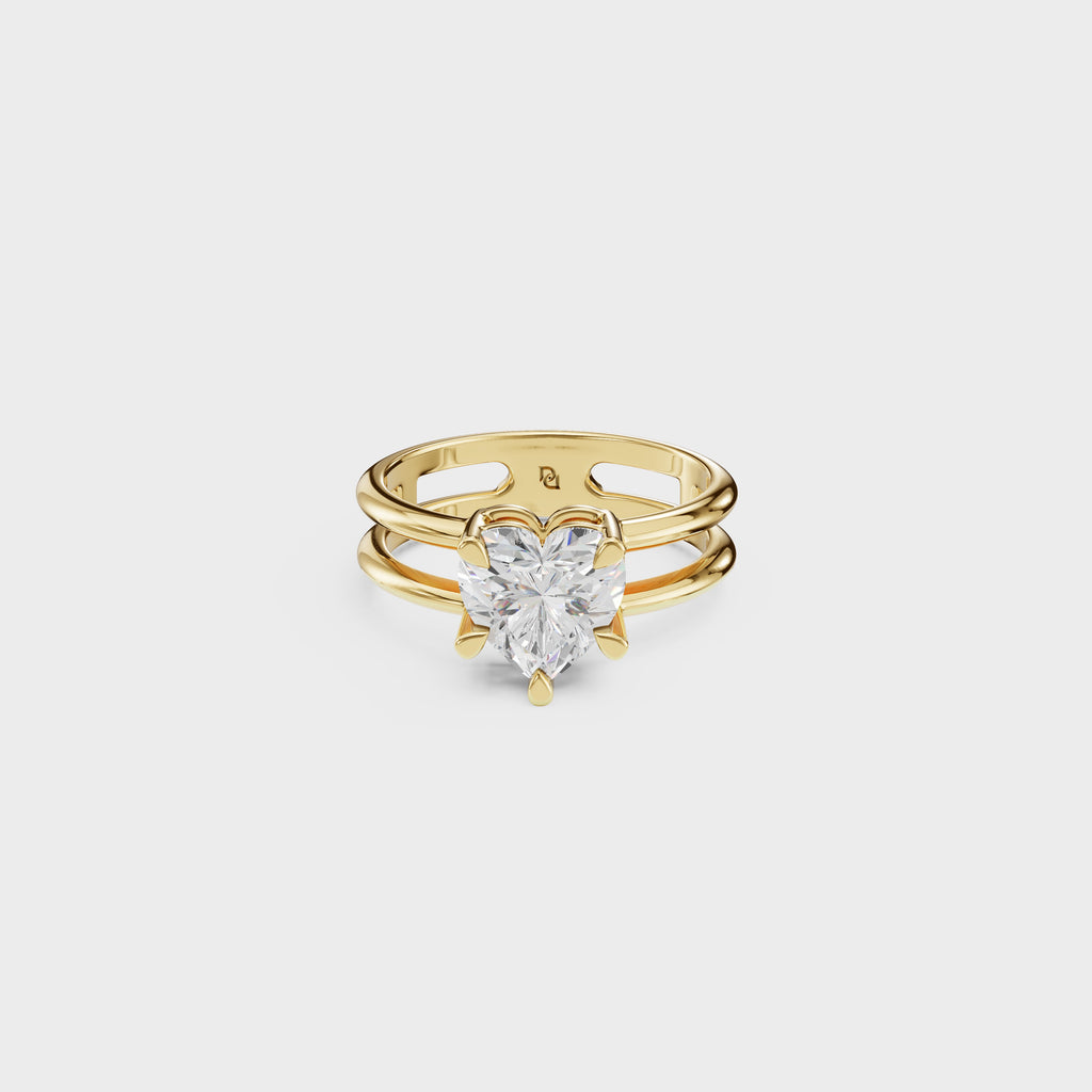 Double Row Heart Cut Diamond Ring
